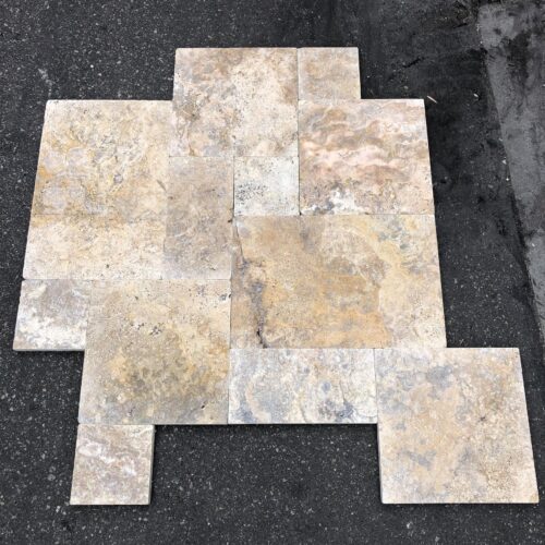 Scabos Travertine Versailles Pattern Multicolor Tumbled Paver