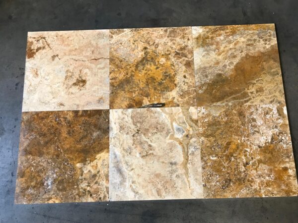 Scabos Travertine 18x18 Multicolor Honed Tile 1