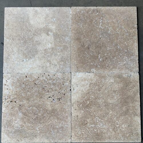 Noce Travertine 18x18 Brown Tumbled Tile