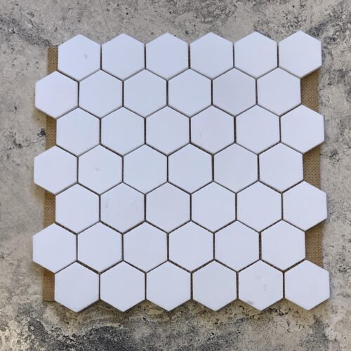 Thassos White Hexagon Mosaic 2 inches Polished Marble