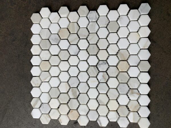 Calacatta Gold Hexagon 1" Honed Marble Mosaic