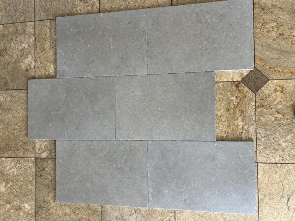 Graphite Antiqued Bushammered Chiseled Edge 16x24 Gray Limestone Tile 4