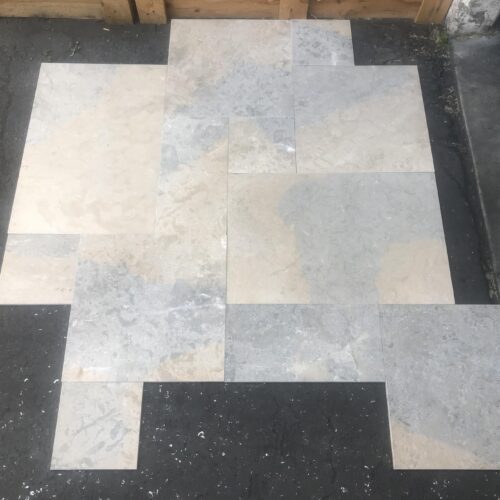 Azul Pietra Pattern Brushed/Straight Edge Marble Tile 0