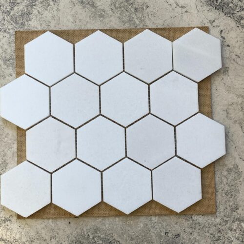 Thassos White Hexagon Polished Marble Mosaic