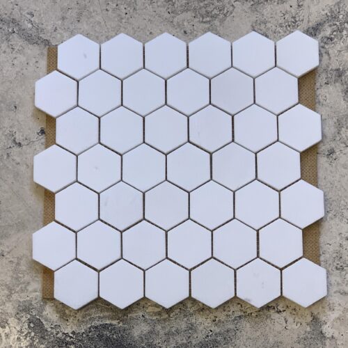 Thassos White Hexagon Polished Marble Mosaic