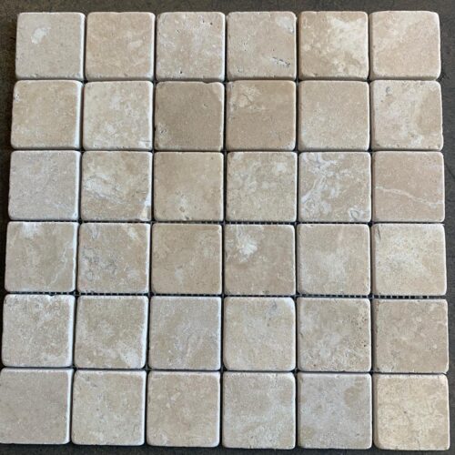 Durango Square Tumbled Travertine Mosaic