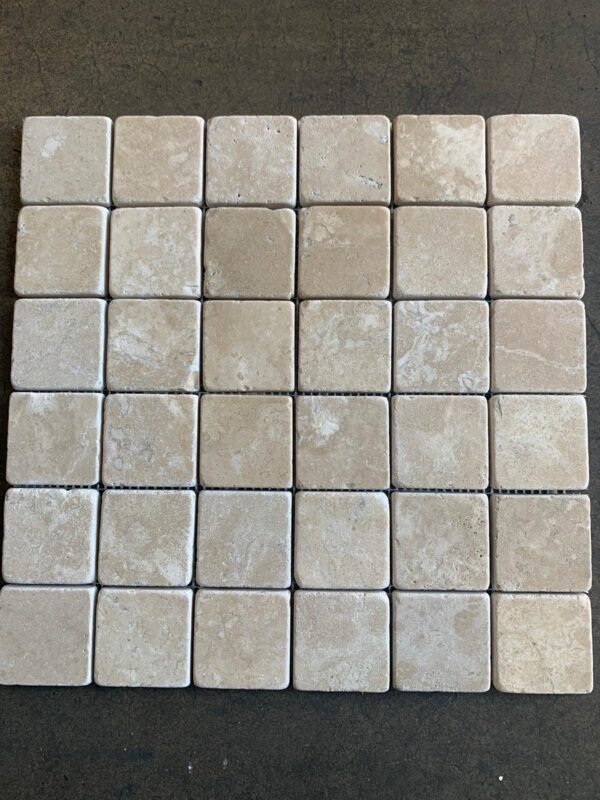 Durango Square Tumbled Travertine Mosaic