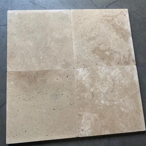 Cafe Light 24x24 Pattern Tumbled Travertine Paver