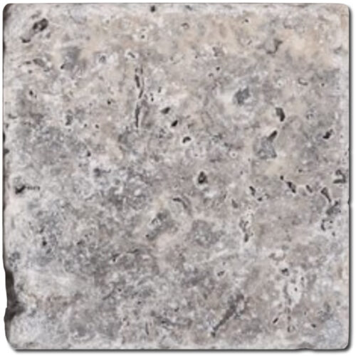 Silver Tumbled 4x4 Travertine Tile 0