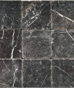 Nero Marquina 4x4 Black Tumbled Marble Tile 4