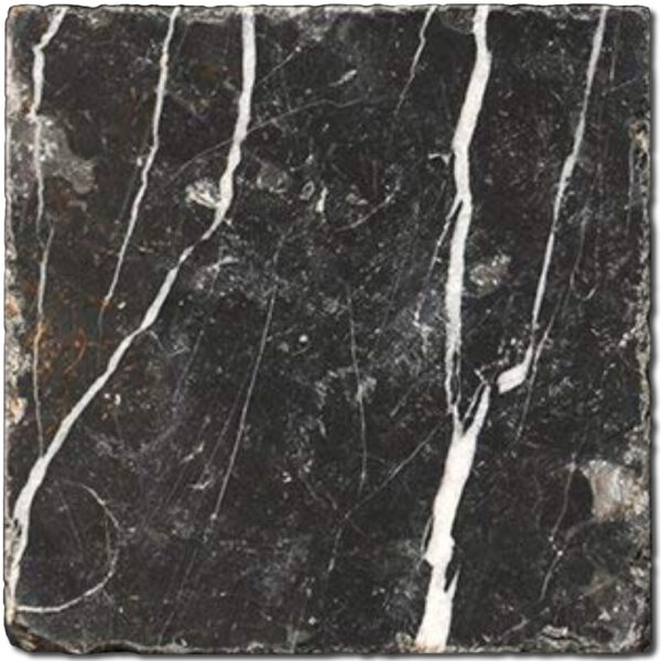 Nero Marquina 4x4 Black Tumbled Marble Tile 1