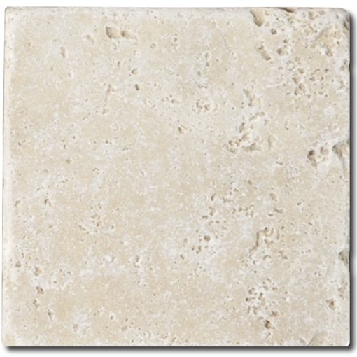 Ivory Tumbled 6x6 Travertine Tile 1