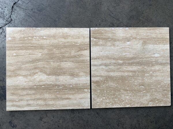 Ivory Vein-Cut Polished 12x12 Travertine Tile 1