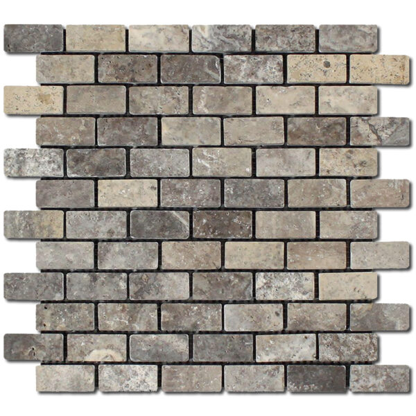 Silver Tumbled Travertine Mosaic 0