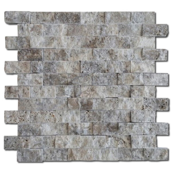 Silver Split Face Travertine Mosaic 0