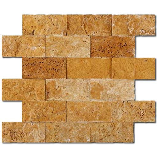 Golden Sienna Mosaic Splift-Face Travertine 2