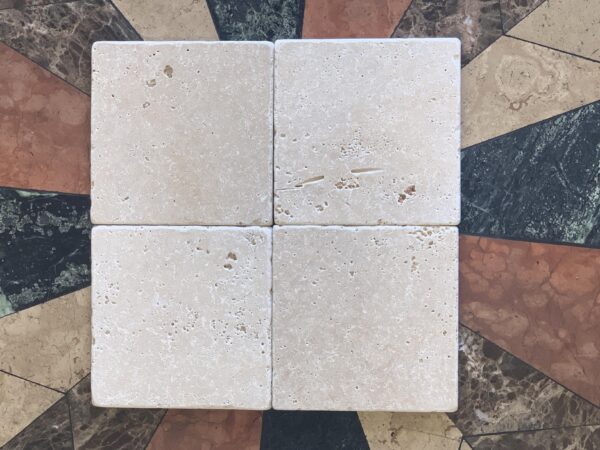 Ivory Tumbled 6x6 Travertine Tile 2