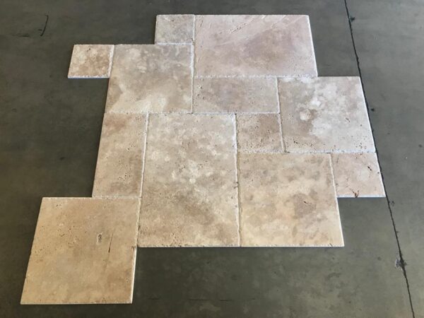 Noce Versailles Pattern Brushed/Chiseled Travertine Tile 1