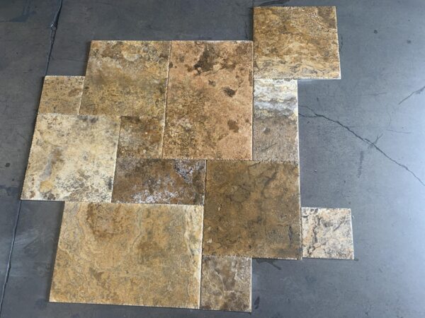 Scabos Pattern Brushed/Chiseled Travertine Tile 5