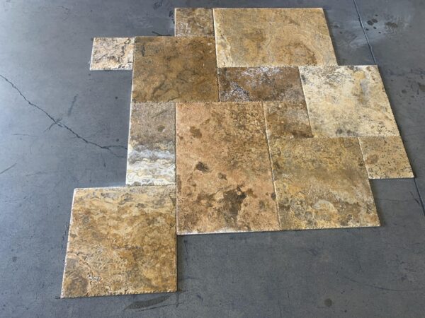 Scabos Pattern Brushed/Chiseled Travertine Tile 9