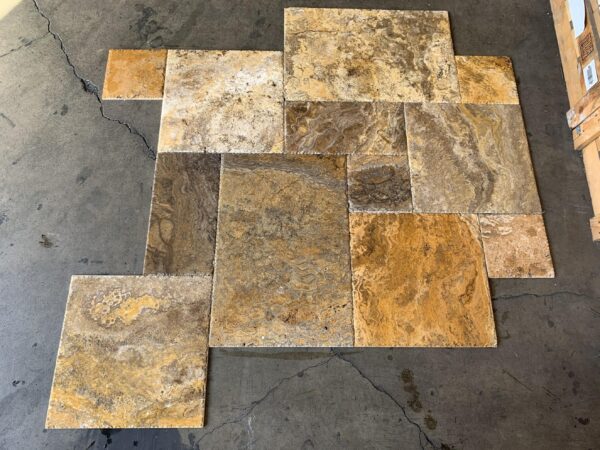 Scabos Pattern Brushed/Chiseled Travertine Tile 3