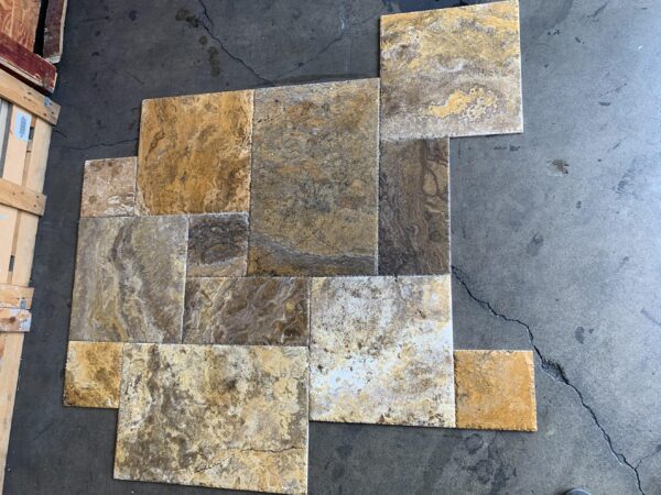 Scabos Pattern Brushed/Chiseled Travertine Tile 7