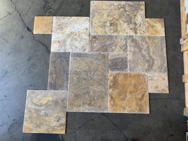 Scabos Pattern Brushed/Chiseled Travertine Tile 8