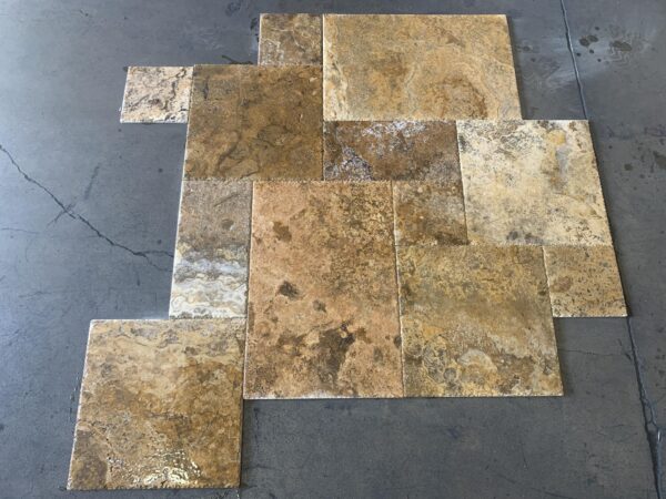 Scabos Pattern Brushed/Chiseled Travertine Tile 6