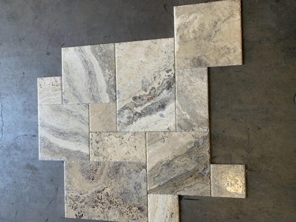 Philadelphia Versailles Pattern Brushed/Chiseled Travertine Tile 3