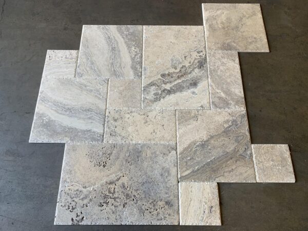 Philadelphia Versailles Pattern Brushed/Chiseled Travertine Tile 8