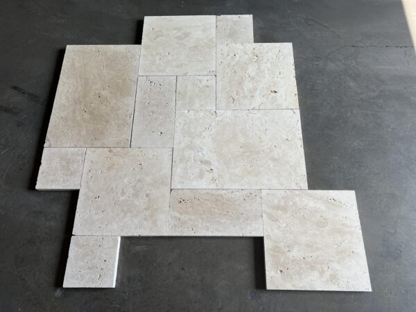 Platinum Light Pattern Tumbled Travertine Paver 2