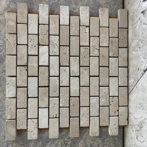 Ivory Mosaic Tumbled Travertine