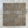 Noce Mini V/P Tumbled Travertine Mosaic 1