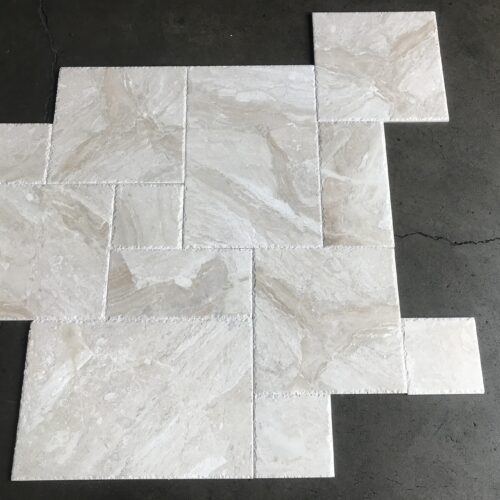 Breccia Bianco Versailles Brushed/Chiseled Pattern Marble Tile 0