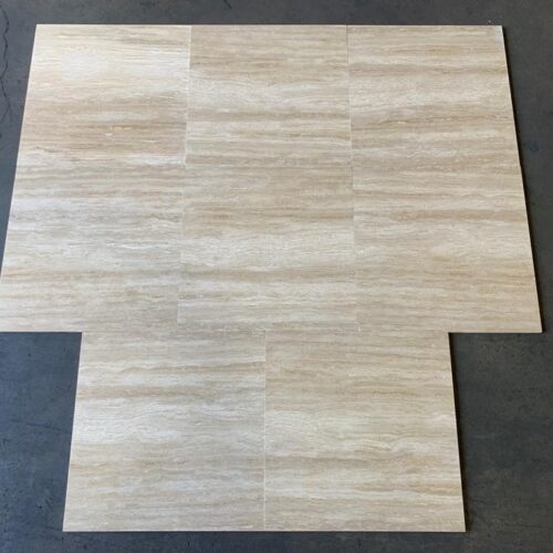 Ivory 18x18 Vein-Cut Honed Travertine Tile