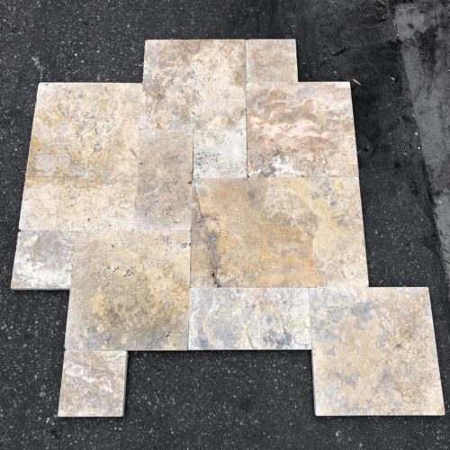 Scabos Pavers Versailles Pattern Tumbled Travertine Paver