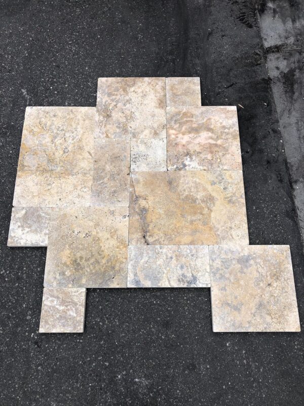 Scabos Pavers Versailles Pattern Tumbled Travertine Paver