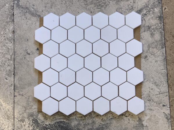 Thassos White Hexagon Polished Marble Mosaic