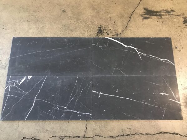 Nero Marquina 12x24 Black Honed Marble Tile 4