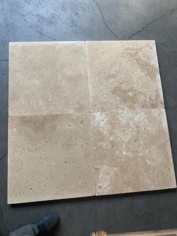 Cafe Light 24x24 Tumbled Travertine Paver