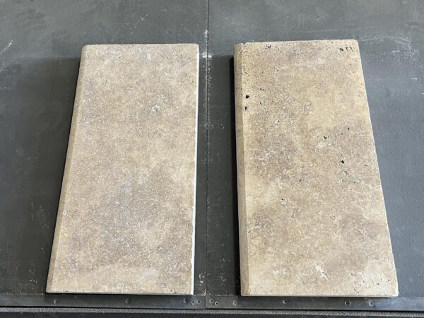 Walnut 12x24 Bullnose Tumbled Travertine Pool Coping