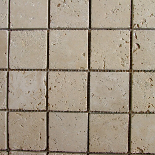 Ivory Tumbled Travertine Mosaic 0