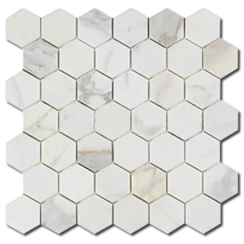 Calacatta Gold Hexagon Honed Marble Mosaic 0