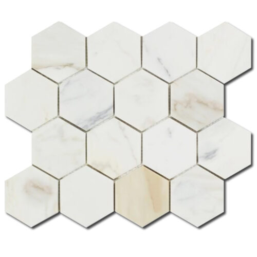 Calacatta Gold Hexagon Honed Marble Mosaic 0