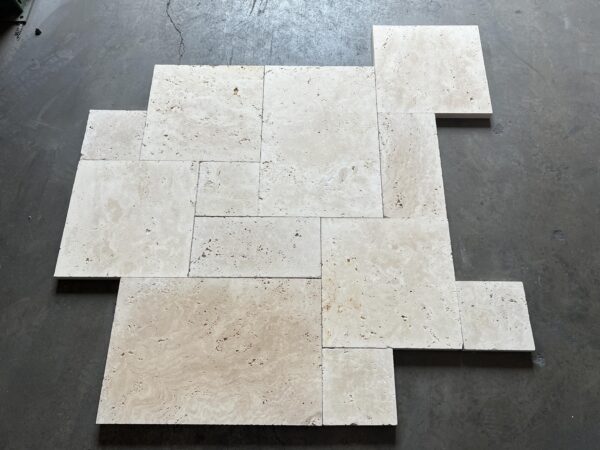 Platinum Light Pattern Tumbled Travertine Paver 1