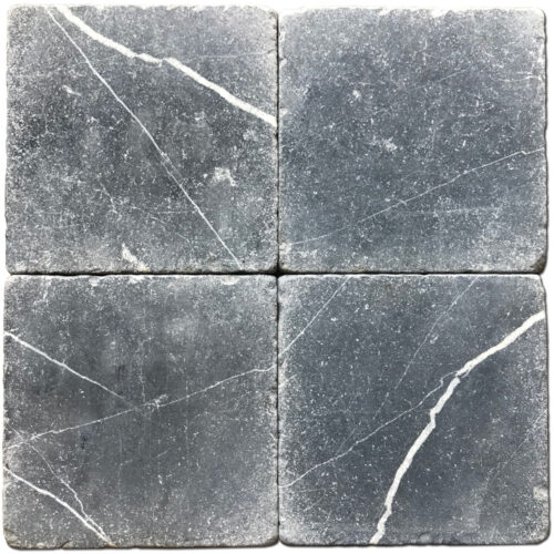 Nero Marquina 6x6 Tumbled Marble Tile 0