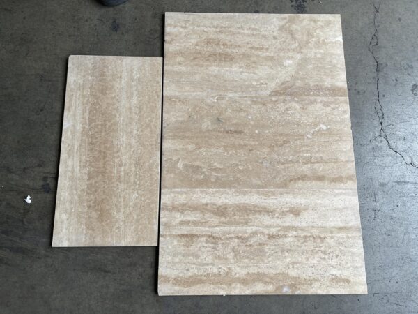 Walnut Filled And Honed Vein Cut 12x24 and Travertine Tile 1