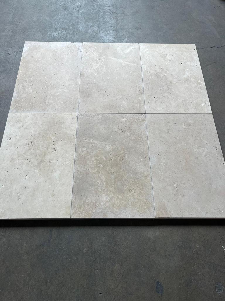 Ivory Tumbled 16x24 1-1/4" Travertine Paver - Stonex Tile