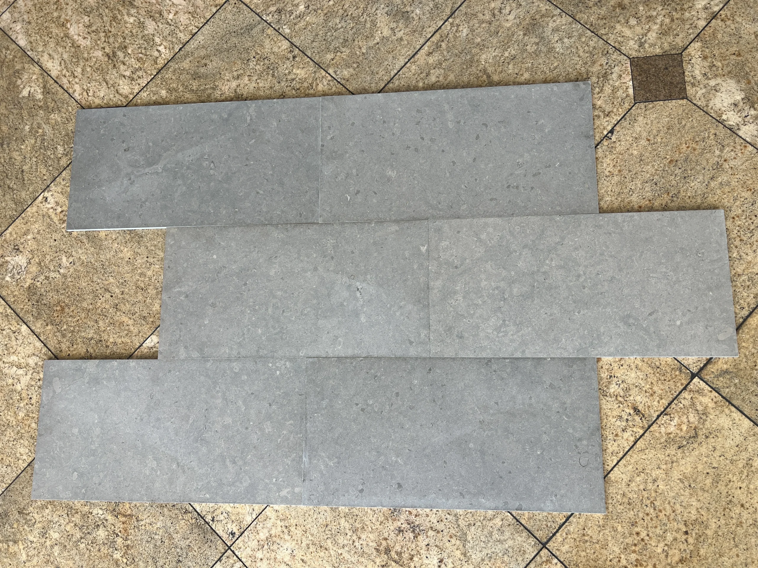 Nova Blue Limestone flooring in honed finish, 12x24 size, natural limestone material