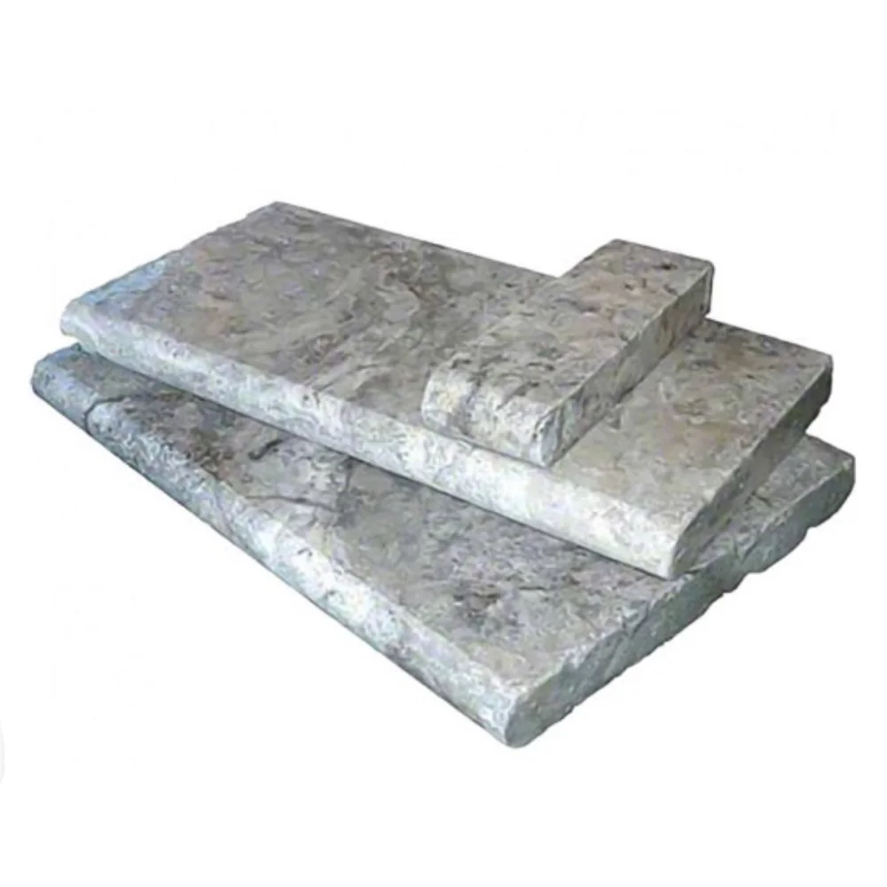 Silver Travertine Pool Coping